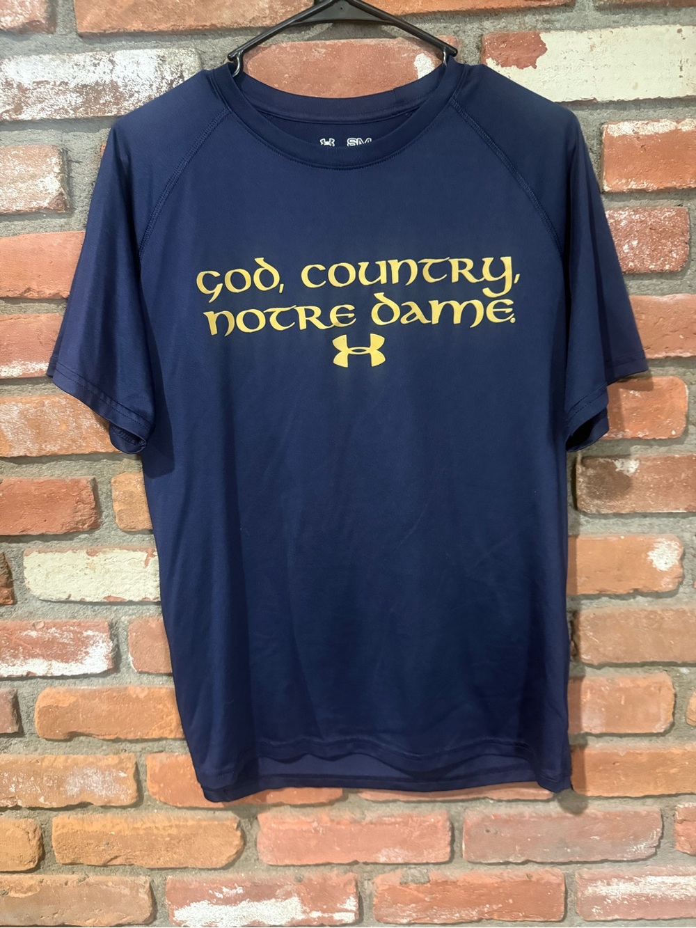 Under Armour Navy and Gold Notre Dame 'God, Country' Performance Tee